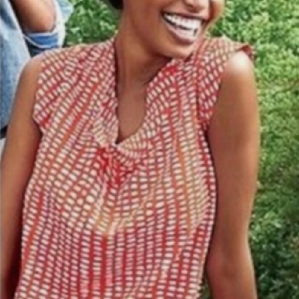 Cabi Madeline Cap Sleeve red Printed Blouse Size Med